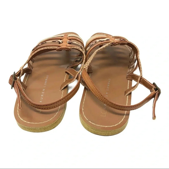 LAUREN CONRAD Tristan Multi Flat Boho Thong Animal Print Lattice Sandals - Picture 4 of 6